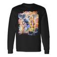 宇宙の銀河猫とユニコーン ペガサス 長袖Tシャツ ギフトのアイデア