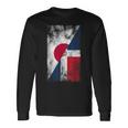 日本ドミニカ共和国の国旗 日本のドミニカ共和国 長袖Tシャツ ギフトのアイデア