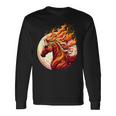 燃える 動物 馬 動物 クール 馬 火 炎 長袖Tシャツ ギフトのアイデア