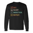 食べる睡眠マラソンリピート面白いマラソンランナー 長袖Tシャツ ギフトのアイデア