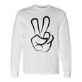 2本指 ピースサイン キュート ビクトリー ハンド ジェスチャー ピースシンボル 長袖Tシャツ ギフトのアイデア