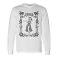 Aloha ハワイ ダンサー ヤシの木 ハイビスカス ウクレレ ルアウ ラインアート 長袖Tシャツ ギフトのアイデア