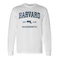 Harvard マサチューセッツ州 ヴィンテージ スポーツ デザイン ネイビー プリント 長袖Tシャツ ギフトのアイデア