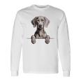 Weimaraner 面白い 覗き見ポケット 子犬 犬好き 長袖Tシャツ ギフトのアイデア