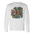 アロハ ウミガメ ハワイアン ホヌ フラワー ウェーブ オーシャン 長袖Tシャツ ギフトのアイデア