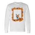 キツネ アニマル柄 モチーフ 紅葉 イラスト 自然 狐 長袖Tシャツ ギフトのアイデア