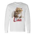 キューピッドコスチュームを着た面白い猫、聖バレンタインの猫の自撮り。 長袖Tシャツ ギフトのアイデア