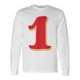 タイポグラフィ 第1番 数字 1 長袖Tシャツ ギフトのアイデア