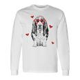 バセットハウンド ハートグラス バレンタインデー 犬 ママ 長袖Tシャツ ギフトのアイデア