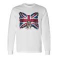 ユニオンジャックバンダナをかぶったブリティッシュブルドッグ、かわいい英国国旗。 長袖Tシャツ ギフトのアイデア
