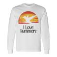 レトロ ヴィンテージ サンセット 2024 I Love Hummers コリブリ ハチドリ 長袖Tシャツ ギフトのアイデア