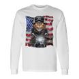三毛猫 オレンジ猫 ねこ バイク 星条旗 アメリカ 長袖Tシャツ ギフトのアイデア