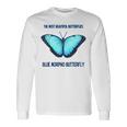 最も美しい蝶青いモルフォバタフライ 長袖Tシャツ ギフトのアイデア