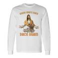 誰が戻ったと思う？また戻ってきましたイエスキリストハッピーイースター 長袖Tシャツ ギフトのアイデア