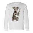 面白いtシャツ シュナウザー 犬 ギター イヌ メンズ 犬好き グッズ かわいい おもしろ 面白い 服 ネタ 長袖Tシャツ ギフトのアイデア