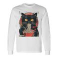 麺 猫 ラーメン好き 和食 猫 アート デザイン 長袖Tシャツ ギフトのアイデア