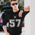 57 番 野球スタイル ヴィンテージホワイト 長袖Tシャツ 彼への贈り物