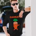 Carrate 空手キャロット かわいい＆面白いトレーニングダジャレ先生 長袖Tシャツ 彼への贈り物