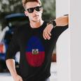 Haiti Flag Fingerprint Haitian For Haitians 長袖Tシャツ 彼への贈り物