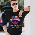 Half American Half Haitian Usa Haiti Flag メンズ レディース 長袖Tシャツ 彼への贈り物