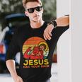 Jesus Has Your Back Jiu Jitsu レトロ クリスチャン メンズ レディース キッズ 長袖Tシャツ 彼への贈り物
