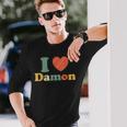 I Love Damon I Heart Damon レッド ハート バレンタイン 長袖Tシャツ 彼への贈り物