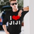 I Love Jiji 愛 ハート じーじ じいじ おじいさん 父の日 家族 家族写真 記念写真 おもしろ かわいい 長袖Tシャツ 彼への贈り物