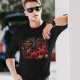 Masque D'anime Japonais Kitsune Dragon Chinois Avec Rose T-shirt à manches longues Cadeaux pour lui