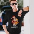 Punch Keep Holding On Cute Baby Monkey グラフィック 長袖Tシャツ 彼への贈り物
