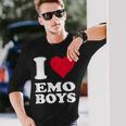 Red Heart I Love Emo Boys 長袖Tシャツ 彼への贈り物