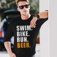 Swim Bike Run スイム バイク ラン ビール トライアスロン トライアスロン スポーツ メンズ レディース 長袖Tシャツ 彼への贈り物