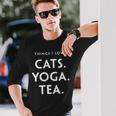 Things I Love Cats Yoga Tea Fun Cat ヨガtシャツ 長袖Tシャツ 彼への贈り物