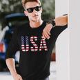 Usa アメリカの国旗の色のアメリカ 長袖tシャツ 長袖Tシャツ 彼への贈り物
