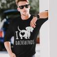 Wiener Dog ダックスフンド 犬 ペット愛好家 I Love Dachshunds 長袖Tシャツ 彼への贈り物