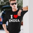 インド I Heart India I Love India 長袖Tシャツ 彼への贈り物