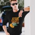 ジーザス・イズ・マイ・ロック・アンド・ザット・イズ・ハウ・アイ・ロール クリスチャン 長袖Tシャツ 彼への贈り物