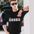 チェコ共和国 胸に Cesko 旗国旗 長袖tシャツ 長袖Tシャツ 彼への贈り物