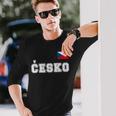 チェコ共和国 胸に Cesko 旗国旗 長袖Tシャツ 彼への贈り物