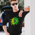 ブラジルの旗が付いたブラジルのバレーボール 長袖Tシャツ 彼への贈り物