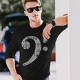 ベースト音記号ヴィンテージグレー ベースシスト低音プレーヤー 長袖tシャツ 長袖Tシャツ 彼への贈り物