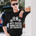 ペット 犬 ドリンク コーヒー リフト ウェイト 面白い ジム ワークアウト 長袖Tシャツ 彼への贈り物
