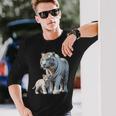 ホワイトタイガー、ネコの動物 長袖Tシャツ 彼への贈り物