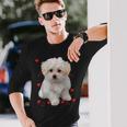 マルチーズ 犬 オーナー ラバー デザイン 子犬 ハート デザイン 長袖Tシャツ 彼への贈り物
