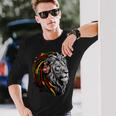 ラスタレゲエミュージックヘッドフォンジャマイカンルーツプライドライオン 長袖Tシャツ 彼への贈り物