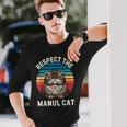 レトロ リスペクト マヌル 猫 ヴィンテージ グランジ マヌル 猫好き 長袖Tシャツ 彼への贈り物