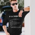 ヴィンテージ ホワイト F14 トムキャット 飛行機 スケマティック F-14 ジェット 長袖tシャツ 長袖Tシャツ 彼への贈り物