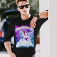 宇宙パグ 雲の上のレインボーユニコーン 長袖Tシャツ 彼への贈り物