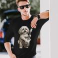 面白いtシャツ シーズー 犬 ギター イヌ メンズ 犬好き グッズ かわいい おもしろ 面白い 服 ネタ 長袖Tシャツ 彼への贈り物