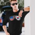 韓国アメリカン プライド サングラス 韓国国旗 アメリカ国旗 長袖Tシャツ 彼への贈り物
