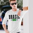 Brasil Est 1500 ブラジル ブラジリアン 国旗 プライド 長袖tシャツ 長袖Tシャツ 彼への贈り物